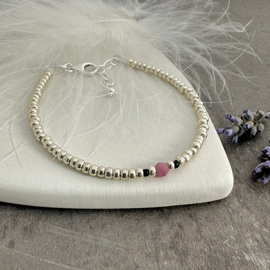 Dainty October Birthstone seed bead bracelet, Tourmaline jewellery