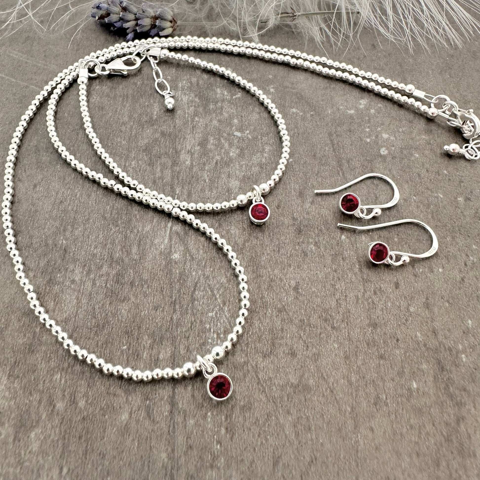 Dainty Crystal Birthstone Necklace in Sterling Silver