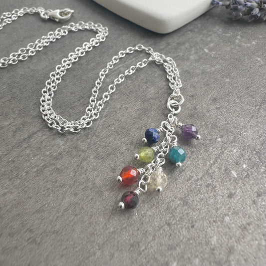 Rainbow Pendant Necklace, Gemstone Chakra Jewellery